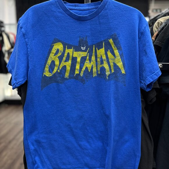 Batman Show Logo T-Shirt Men’s Small | Vintage Royal Blue DC Comics Licensed Tee - Picture 1 of 2